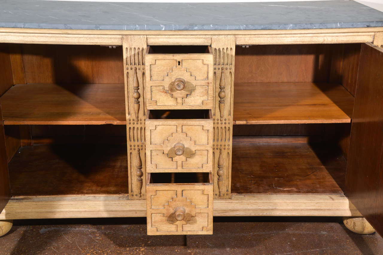 Antique English Server in Bleached Oak with Stone Top In Good Condition In Dallas, TX