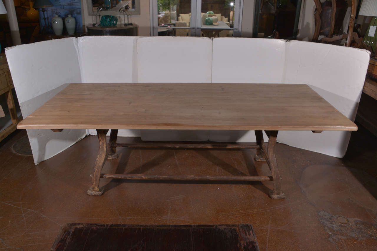 Industrial Inspired Elm Top Dining Table with Iron Base