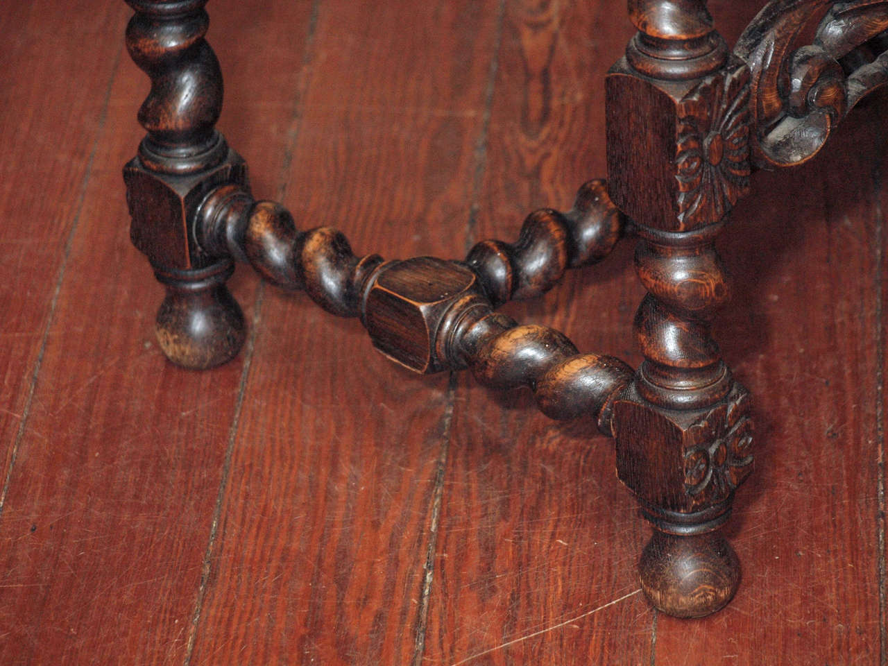Wood Pair of Carved Benches with Cane Tops