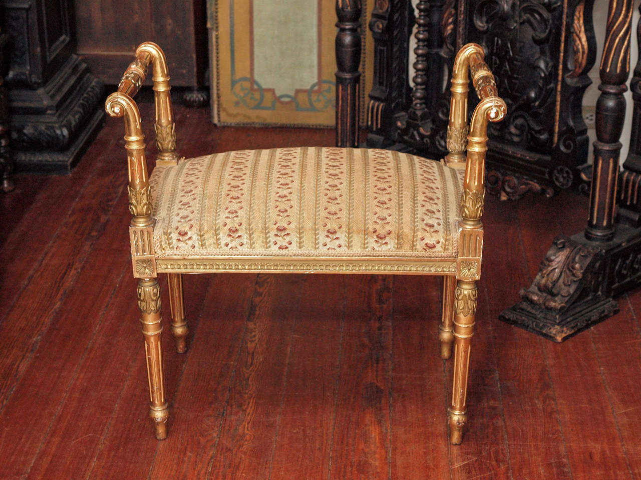 French Gilt wood Louis XVI Style Window Bench
