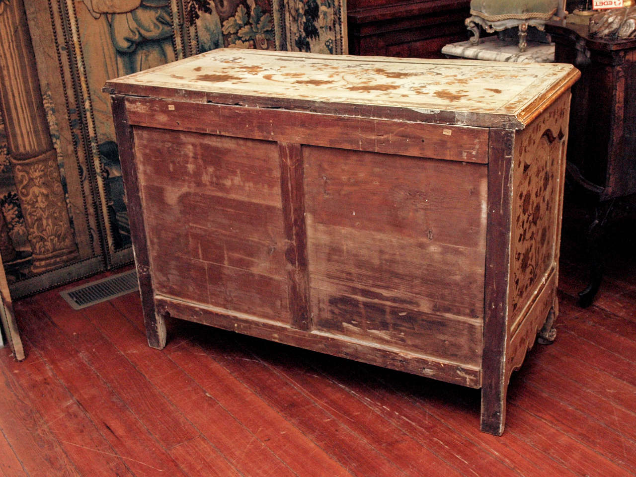 Louis XV Parcel Gilt and Painted Three Drawer Commode 3