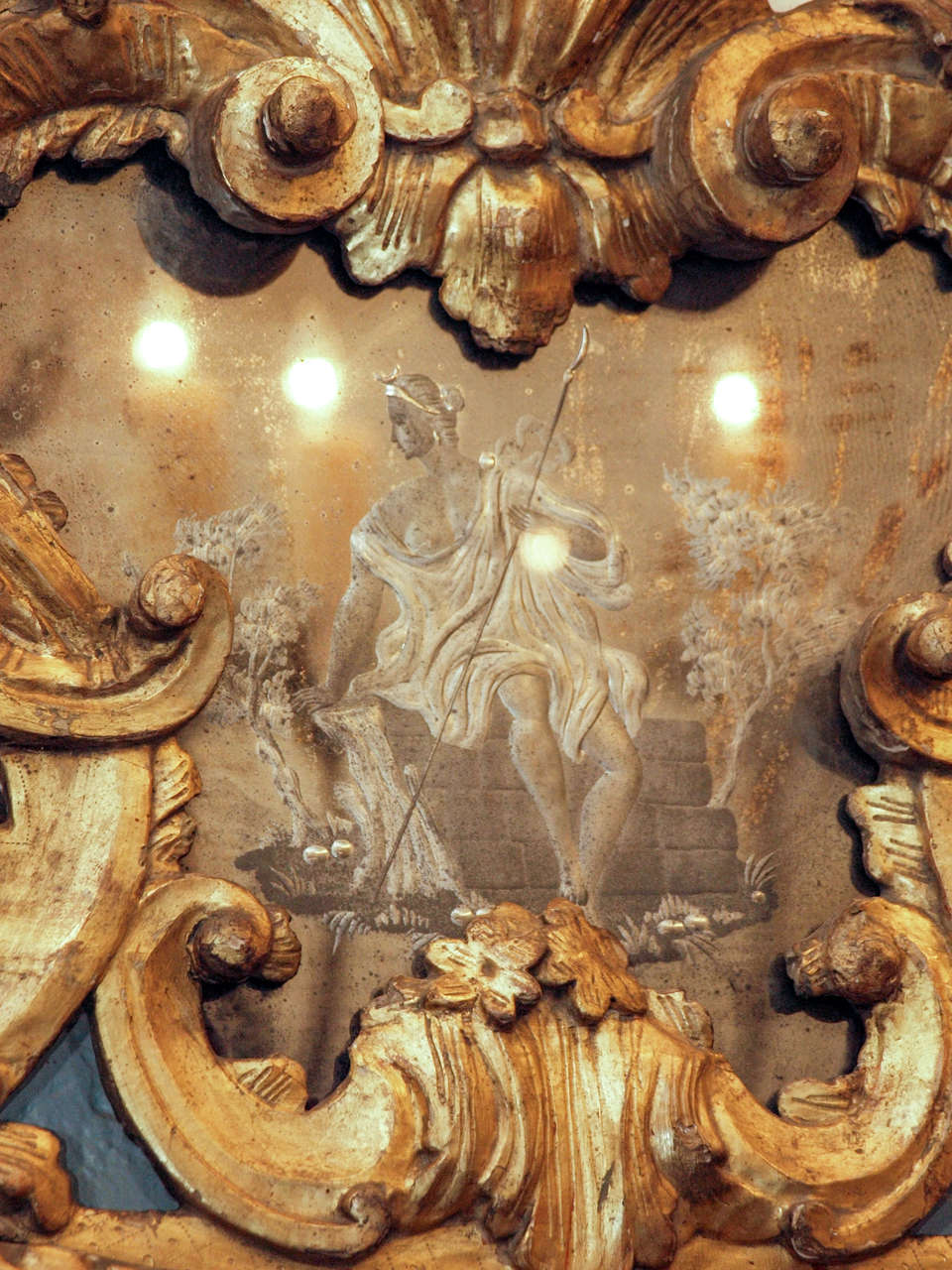Italian Baroque Venetian Gilt Wood Looking Glass For Sale