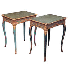 Pair of Continental Painted and Parcel Gilt Side Tables