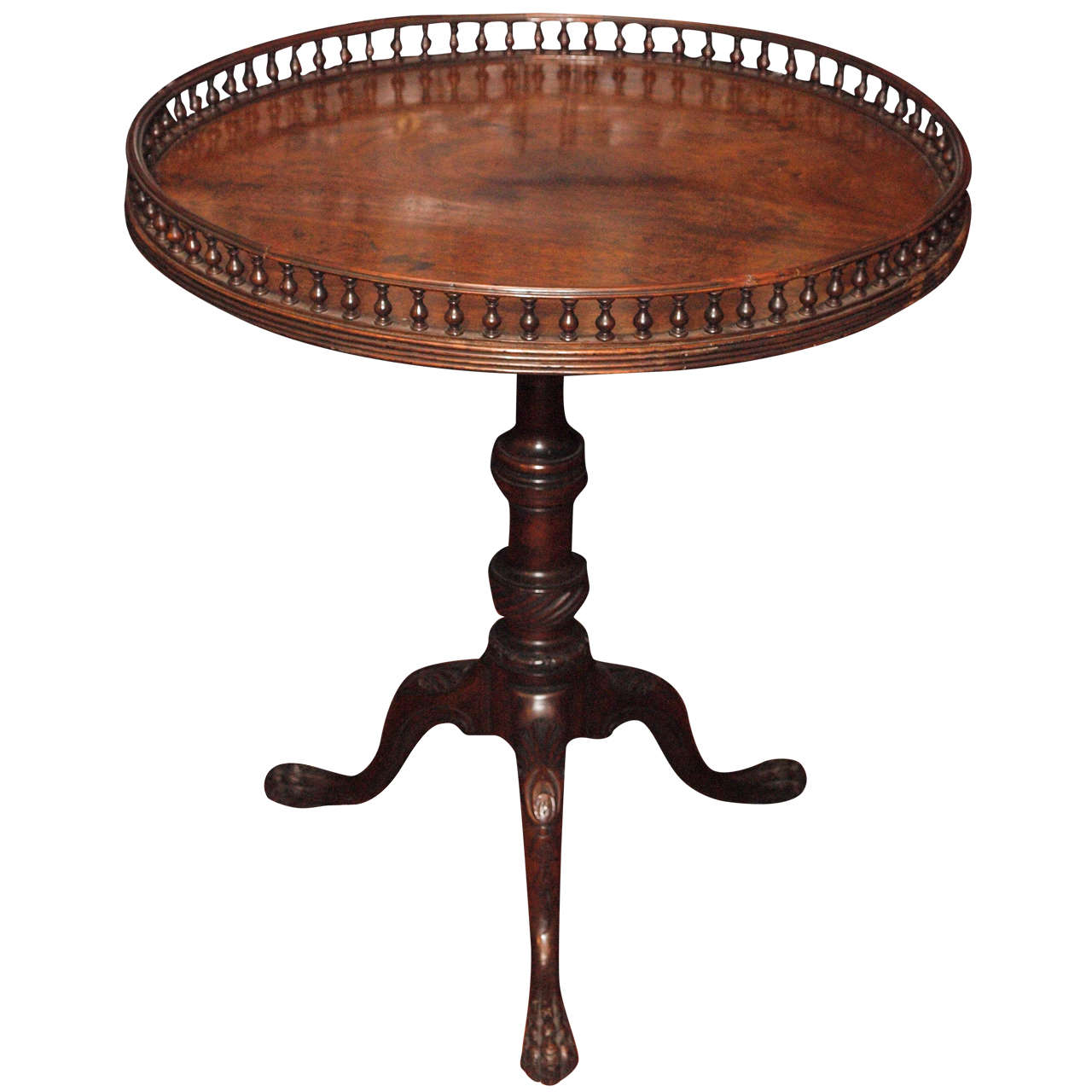 English George III Galleried Tilt Top Table