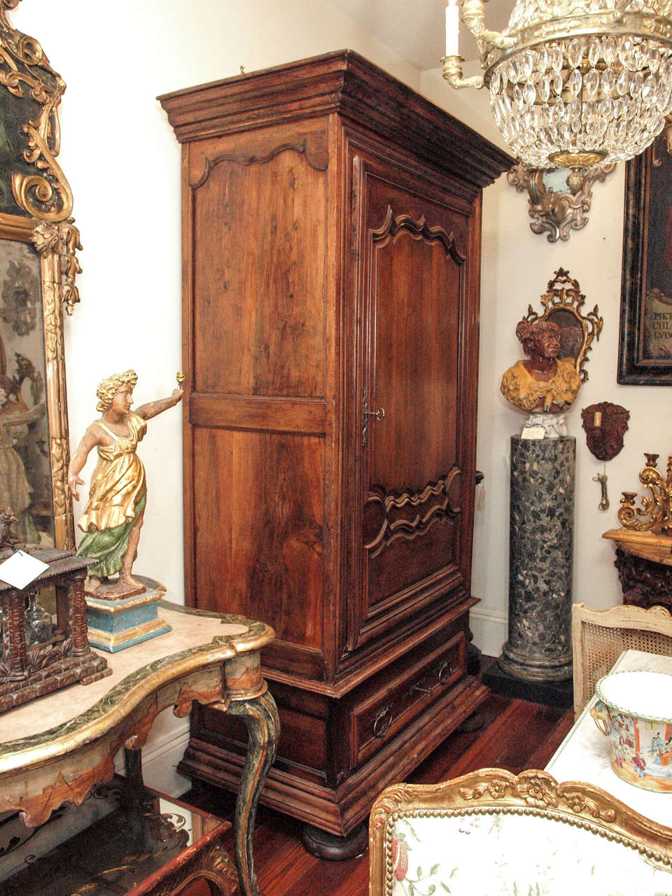 18th c. French Walnut Grand Bonnetiere For Sale 4