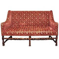 French Late 17th c. Sofa with 19th c. Silk and Gilt Thread Upholstry