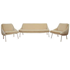 Sofa and pair of armchairs 800 (off-white) - Steiner edition - circa 1956