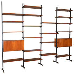 Large Bookcase On Adjustable Feet With a Steel Structure circa 1960