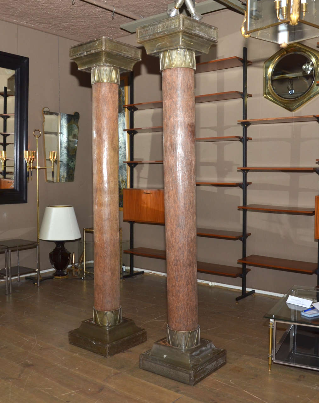 French Beautiful Series of Palm Tree Columns in the Art Deco Style