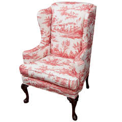 Vintage Queen Anne Style Wing Chair