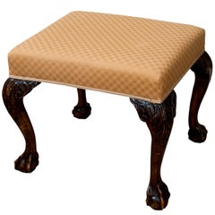 Hand-Carved Chippendale Style Stool, England