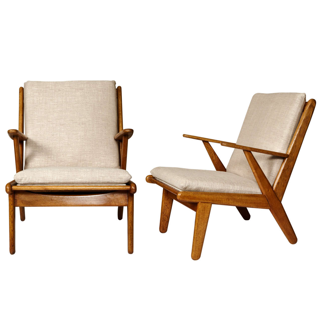 Pair of Lounge Armchairs by Poul Volther in Clear Oak