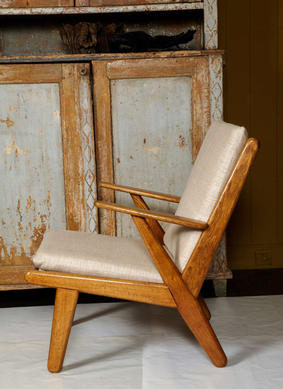 Danish Pair of Lounge Armchairs by Poul Volther in Clear Oak