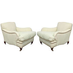 Antique Pair of Howard Style Armchairs