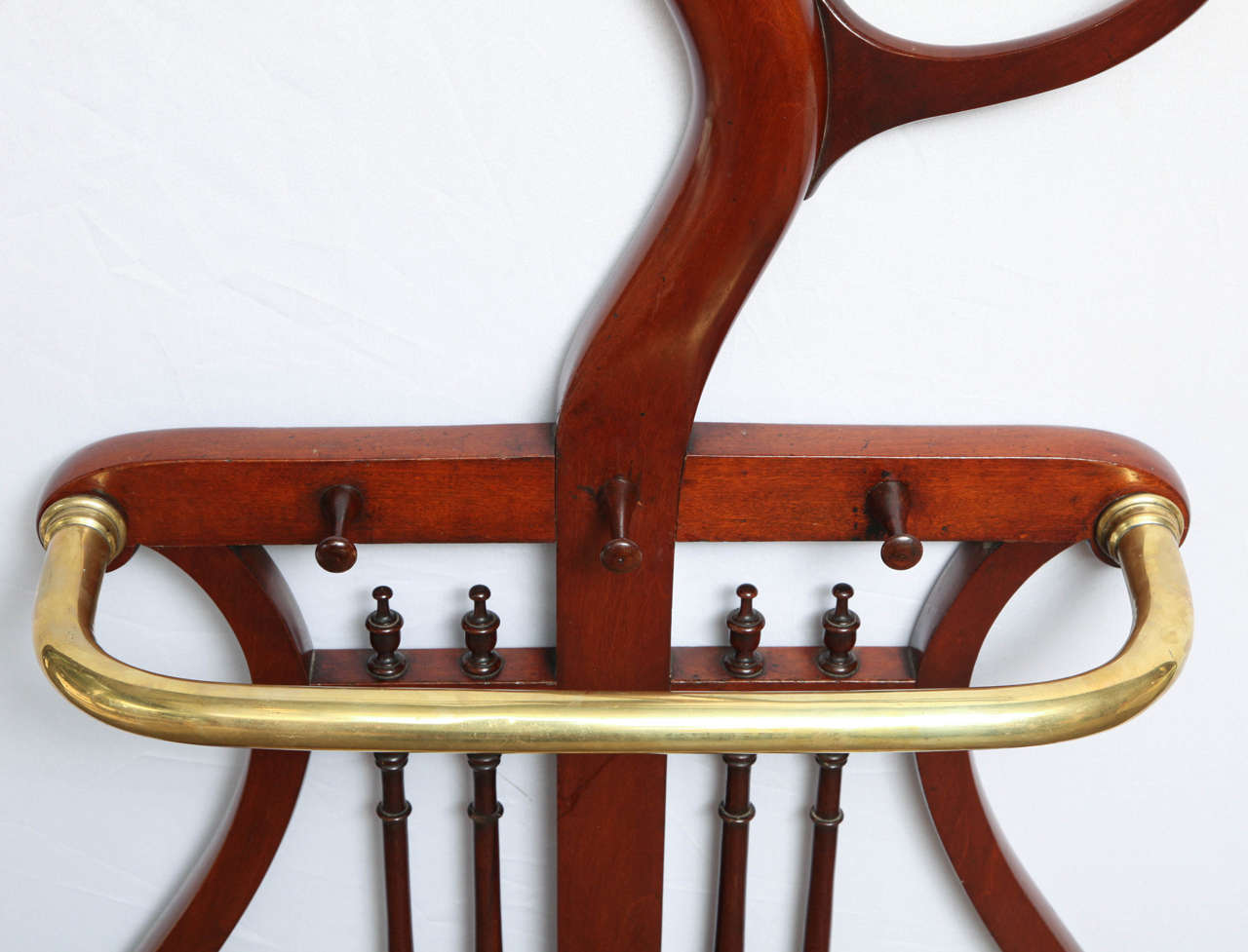 Mahogany Hall Tree Rack & Umbrella Holder with Lyre Form Base 3