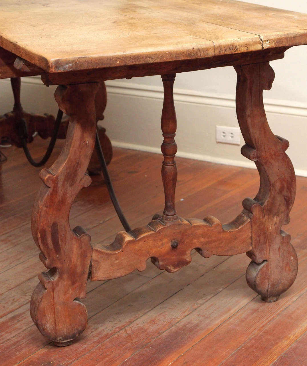 Spanish Trestle Table with Drawer For Sale 5