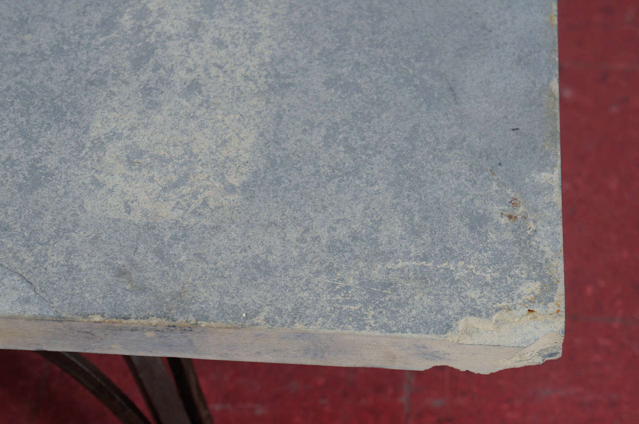 Unknown Wrought Iron and Stone Garden Coffee Table