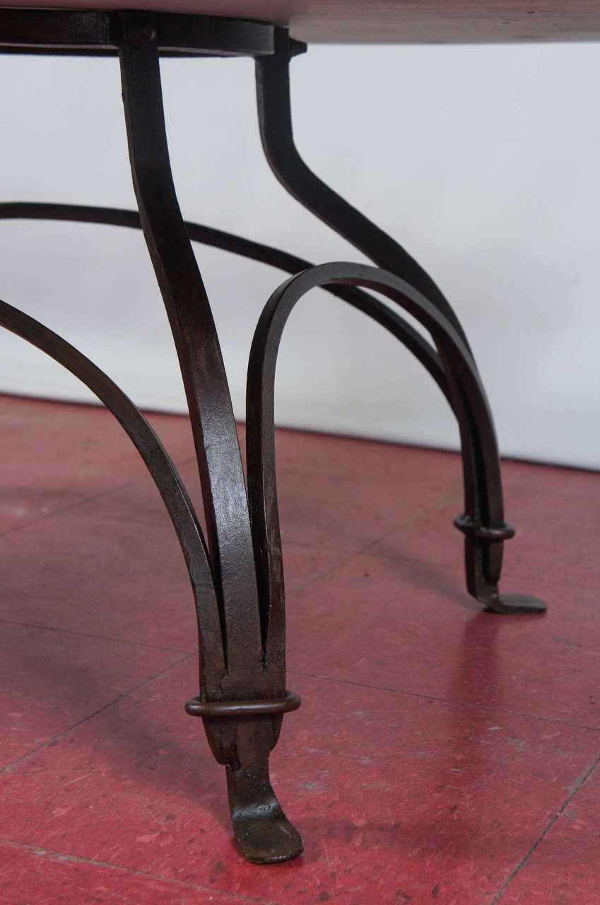 20th Century Wrought Iron and Stone Garden Coffee Table