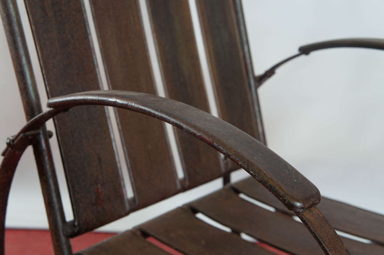 20th Century Slatted Iron Garden Chair