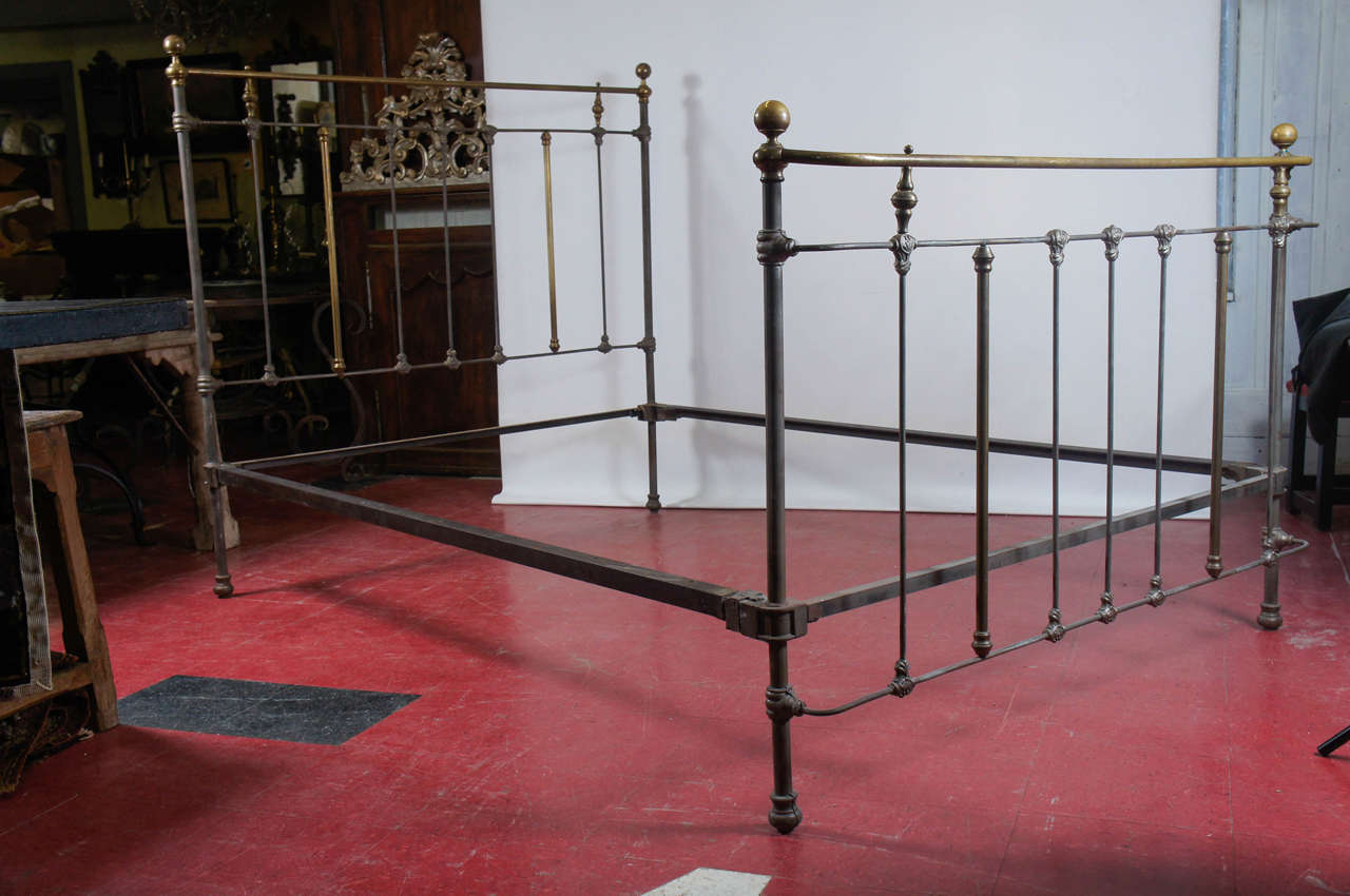 Neoclassical Revival Brass and Iron Metal Queen Bed