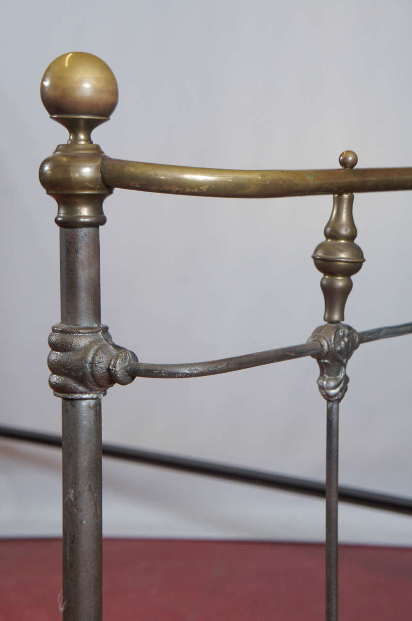 Brass and Iron Metal Queen Bed In Good Condition In Sheffield, MA