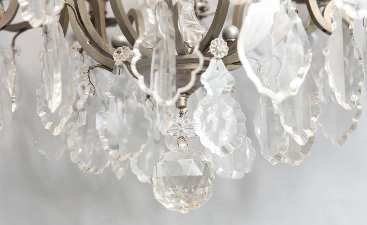 Crystal Nine Light French, Louis XVI Style Cage Form Chandelier