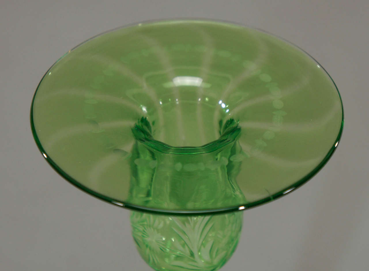 green crystal candle holders