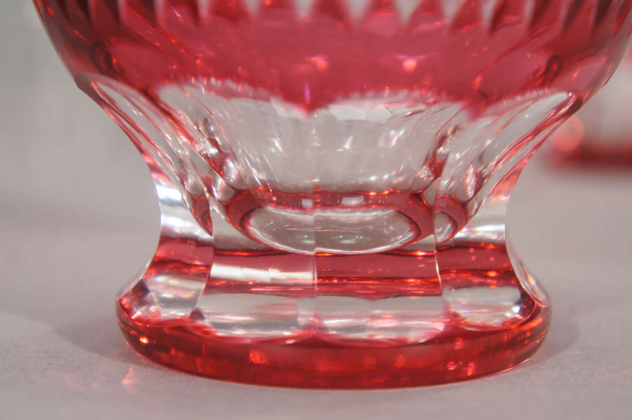 Set of 12 Bohemian, Handblown Crystal Cranberry Overlay CutTo Clear Tumblers For Sale 4