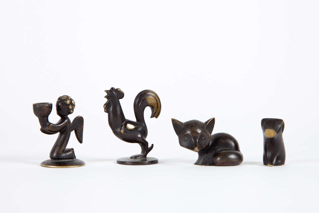 Bronze and patinated bronze Hagenauer figures. Stamped