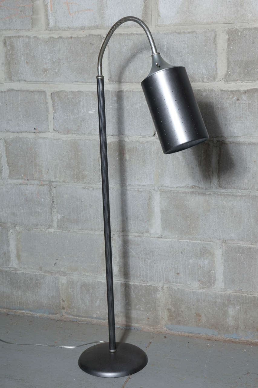 1950s adjustable floor lamp. In the style of Moe lighting. Shade has pindot holes to emit prisms of light. Three-way 150 watt. Led, CFL ready. Relocation sale. Reduced from 600 to 300.00.