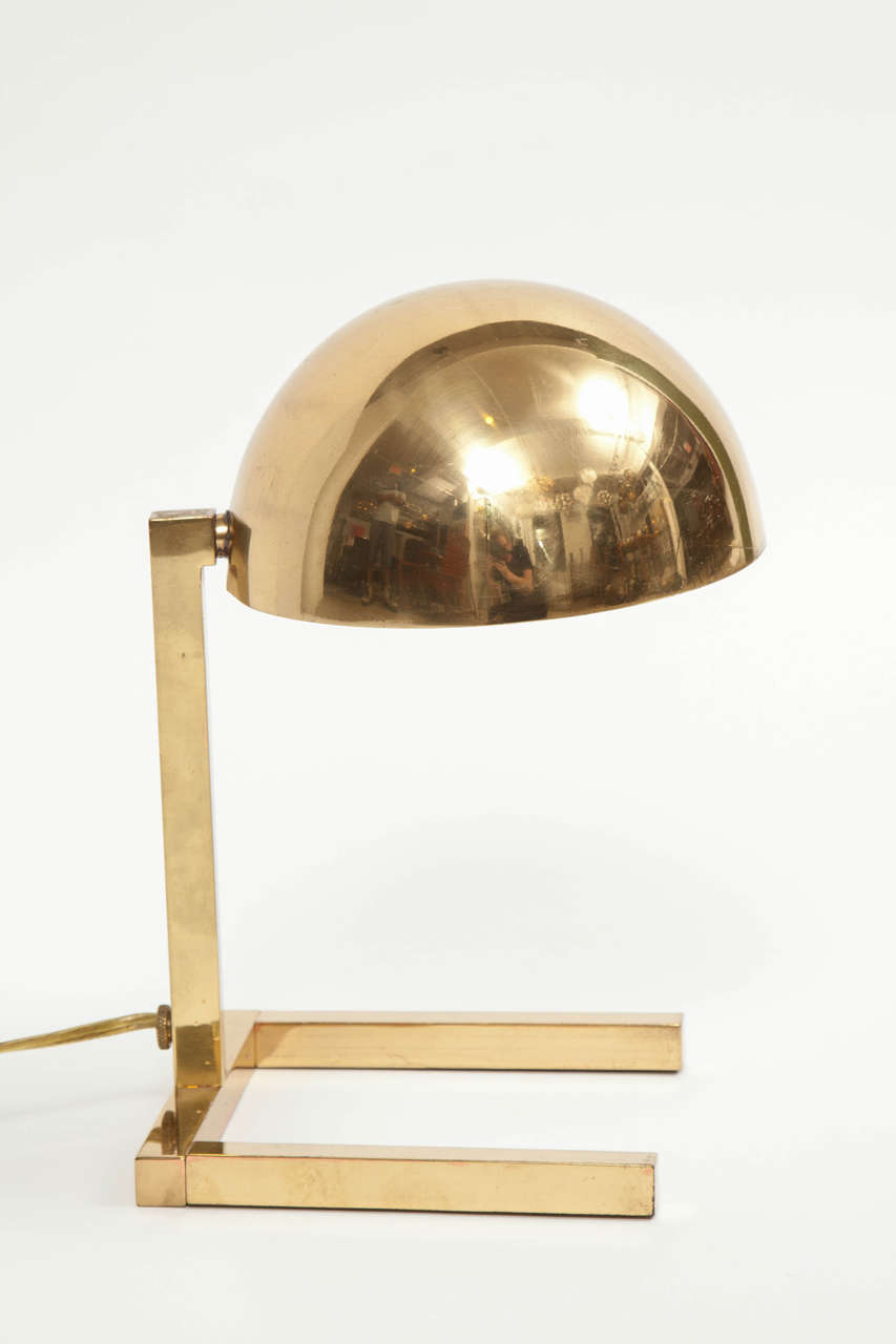 French Jacques Adnet Table Lamp, Rectangular Base with Dome Shade, circa 1930s