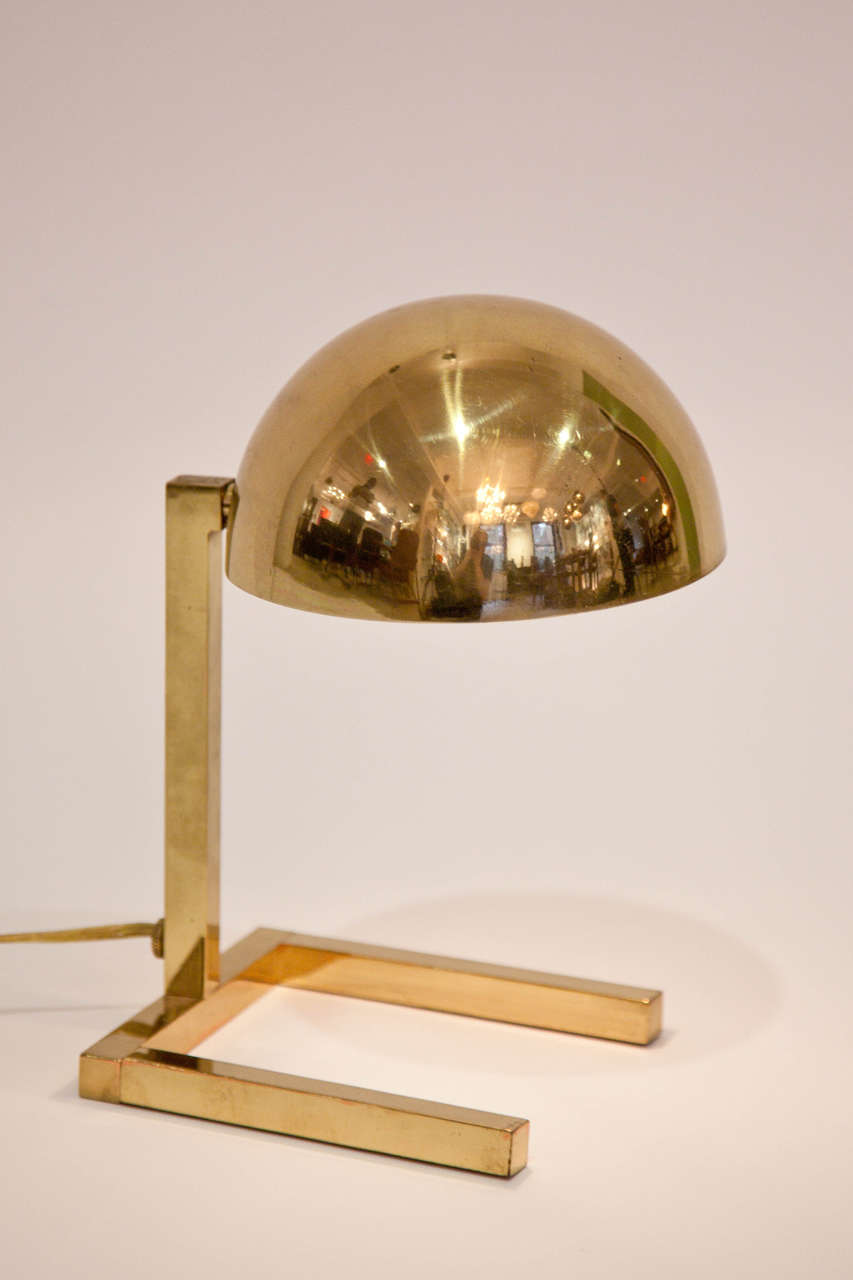 Jacques Adnet Table Lamp, Rectangular Base with Dome Shade, circa 1930s In Excellent Condition In New York, NY