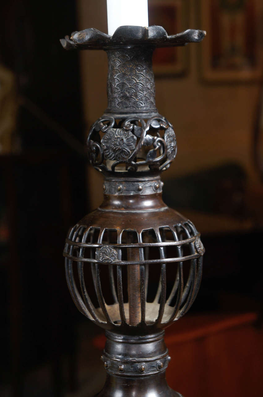 Mid-20th Century Bronze Japanese Table Lamp