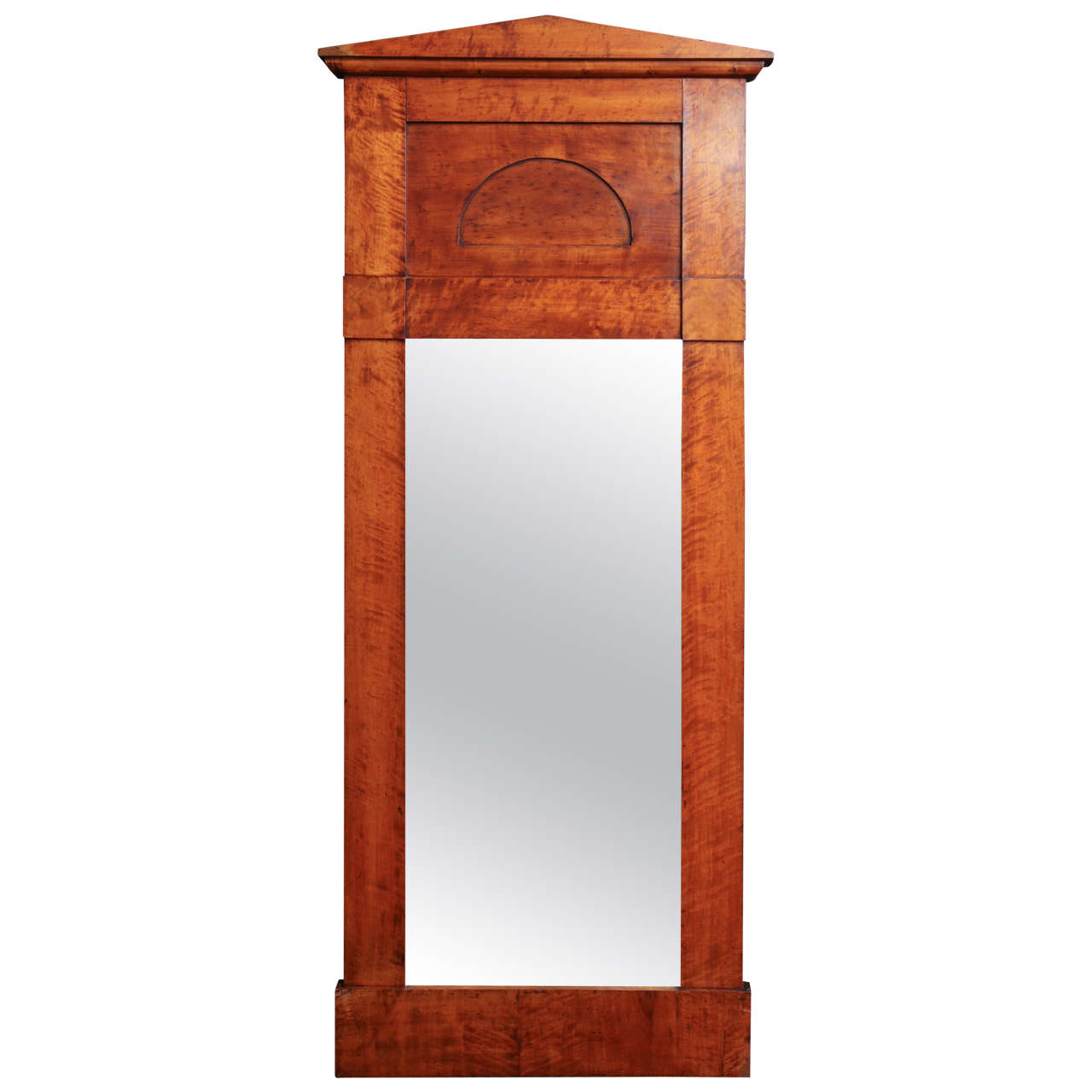19th Century Biedermeier Birchwood Mirror For Sale