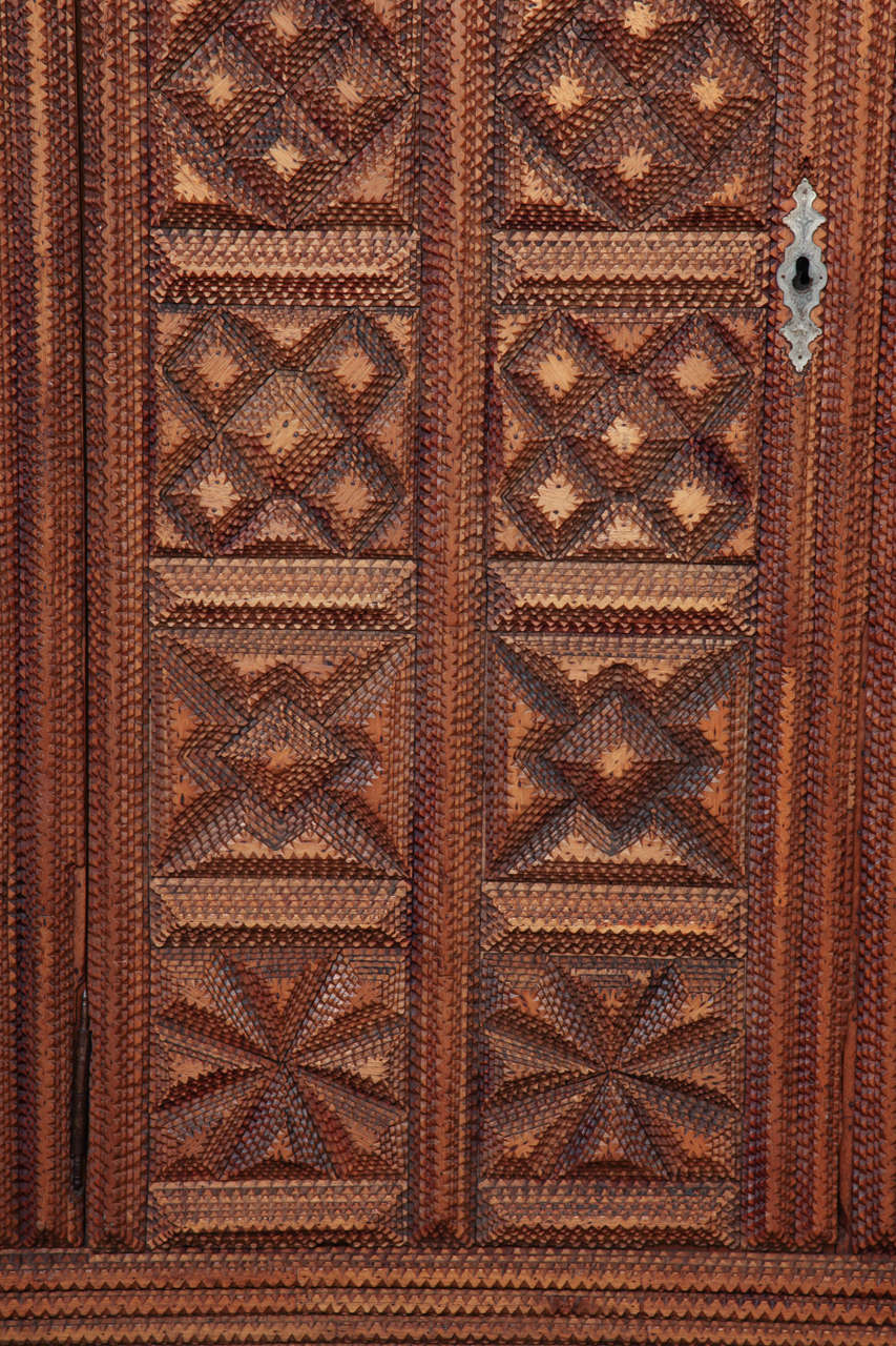 American Late 19th Century Tramp Art Wardrobe For Sale