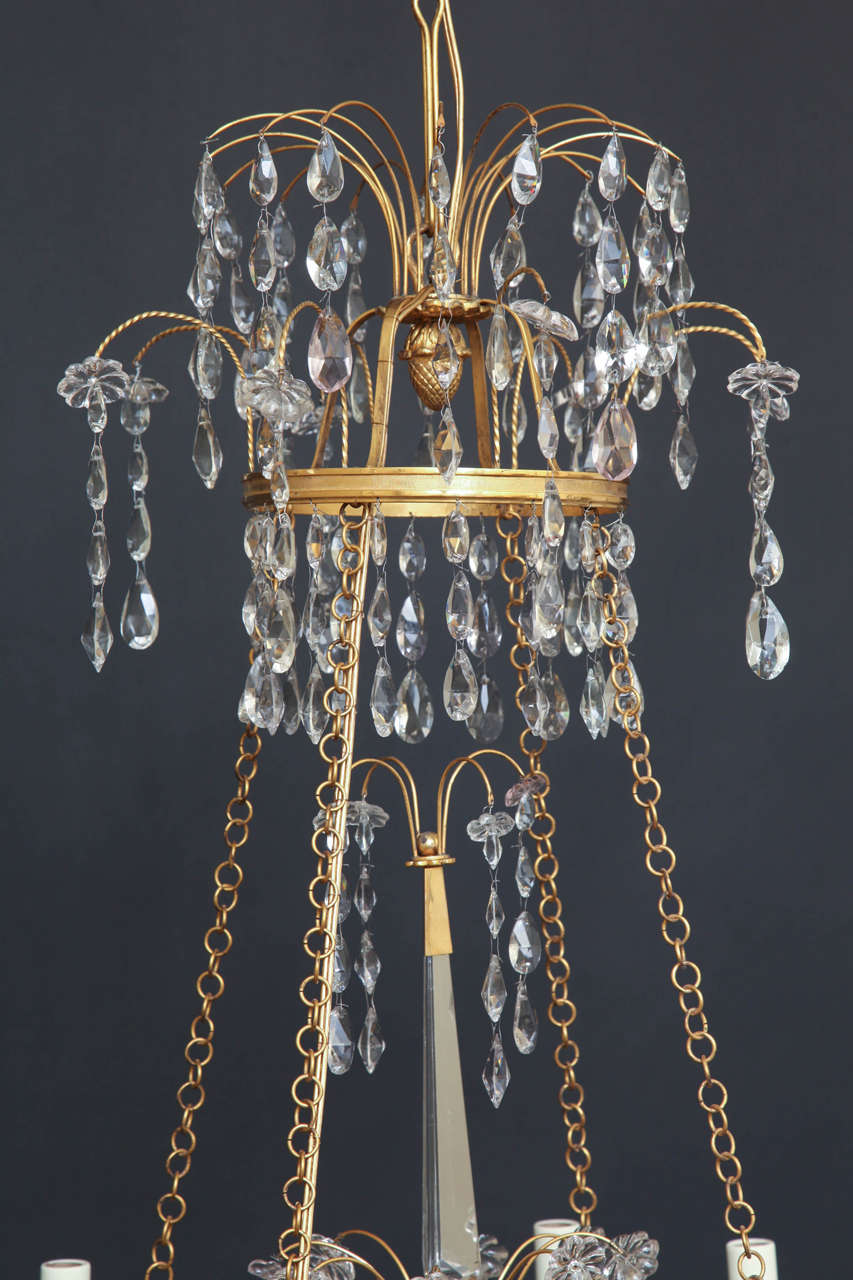Early 20th Century Russian Bronze, Cobalt and Crystal Chandelier For Sale 5