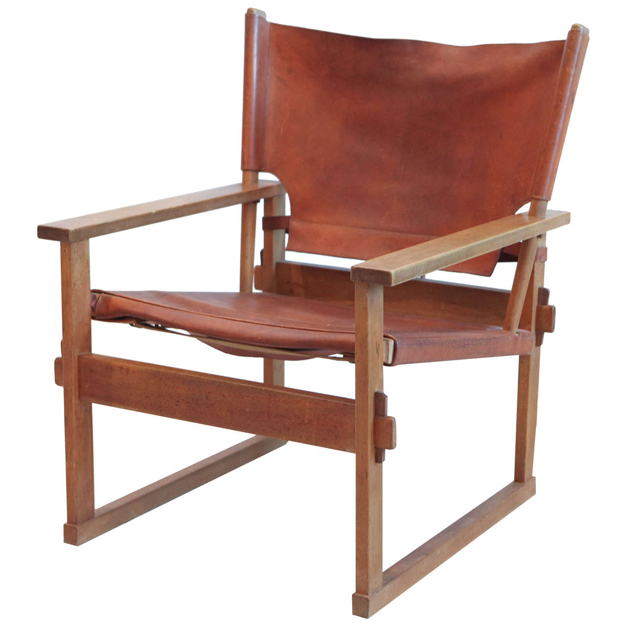 Leather and Wood Safari Style Chair