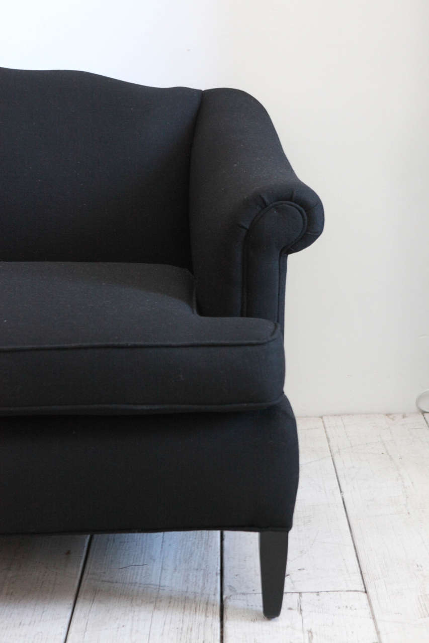 black linen sofa