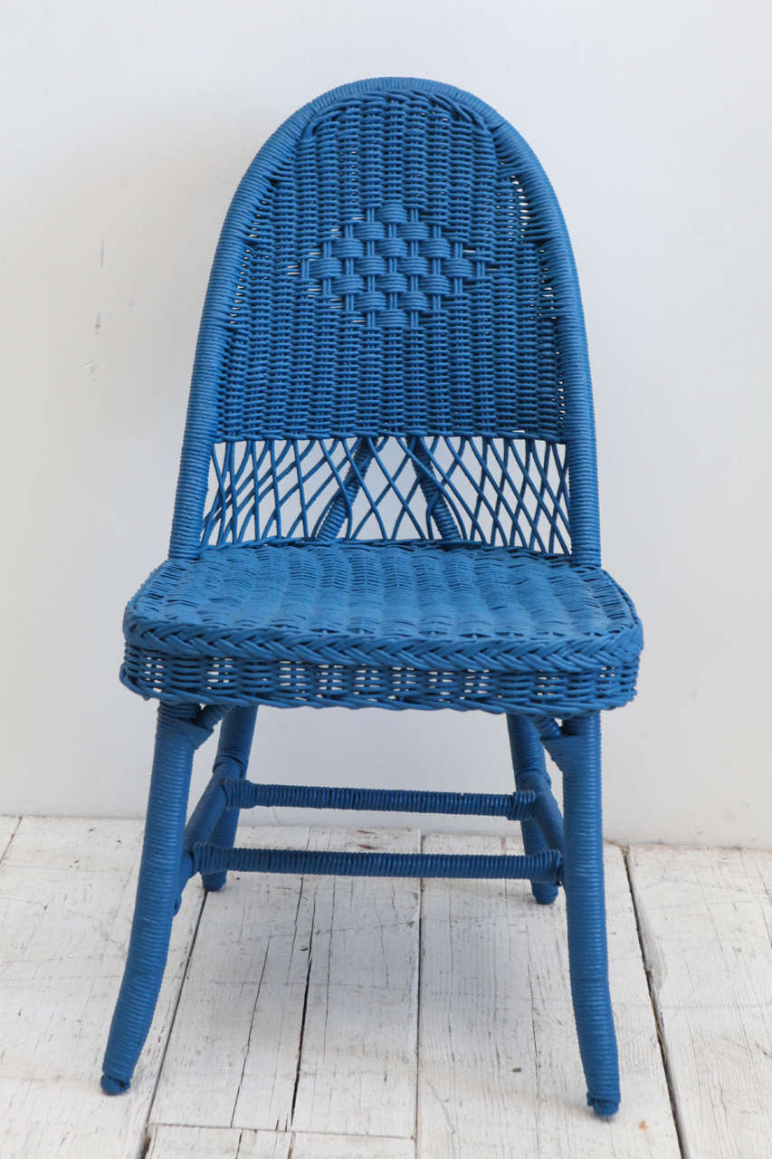 blue wicker chairs