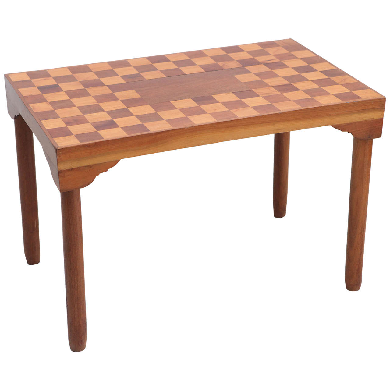 Checker Inlay Wood Side Table