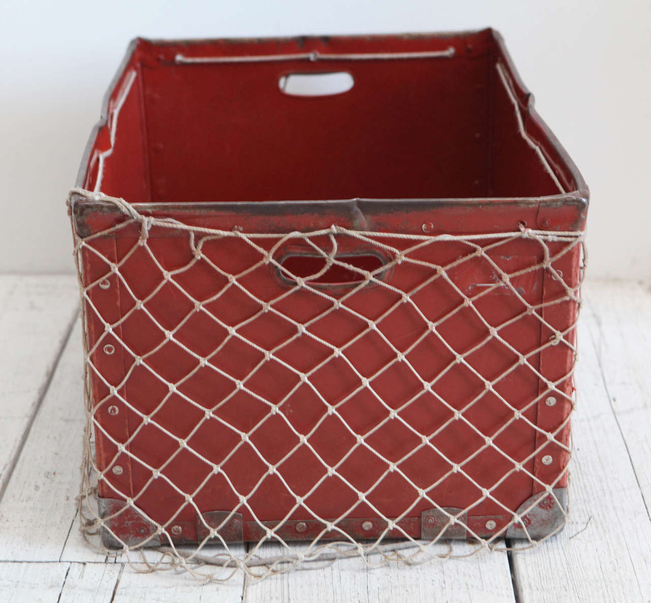 Japanese Red Metal Mail Box with Rope Wrap In Good Condition In Los Angeles, CA