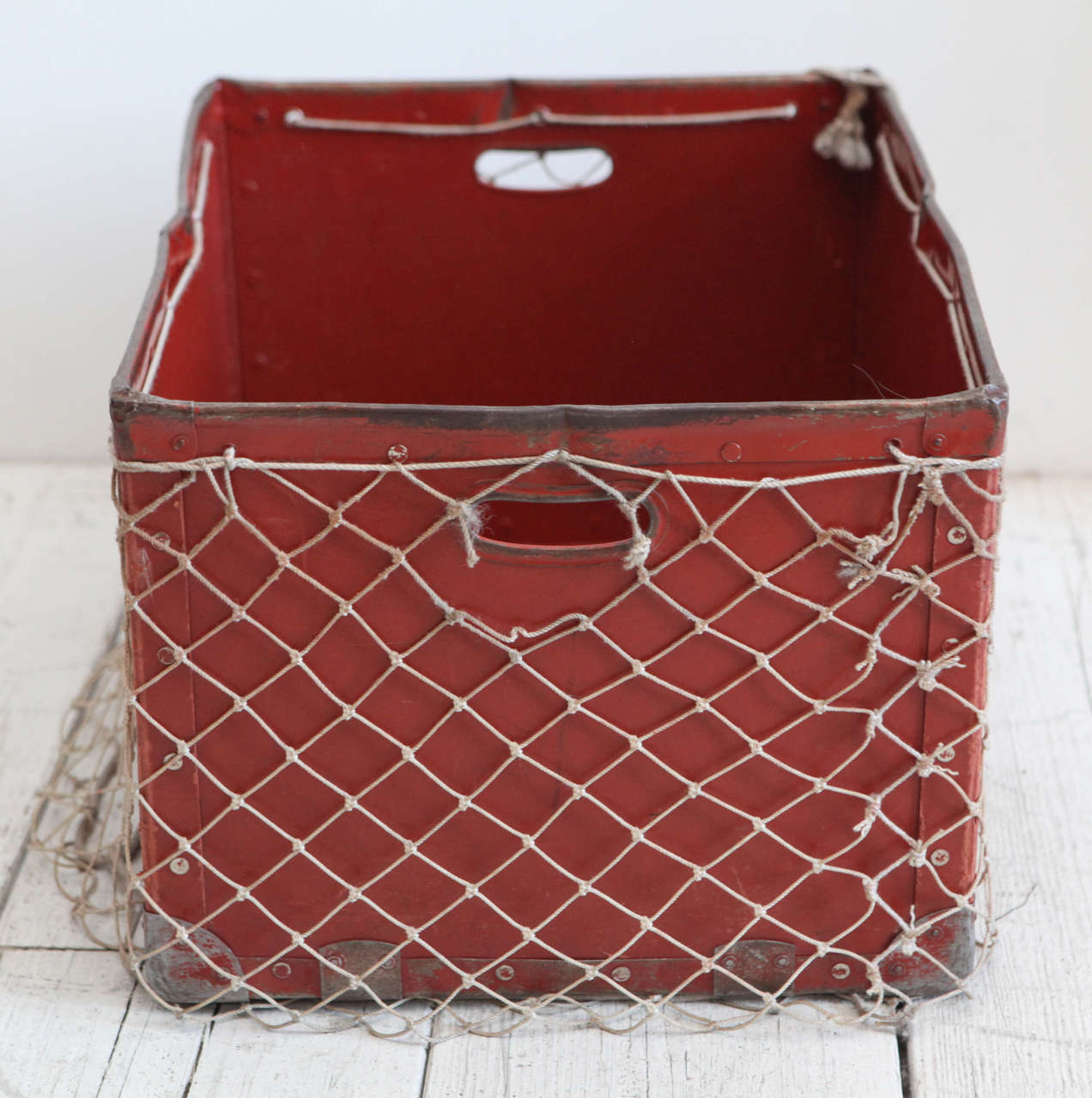 Japanese Red Metal Mail Box with Rope Wrap 1