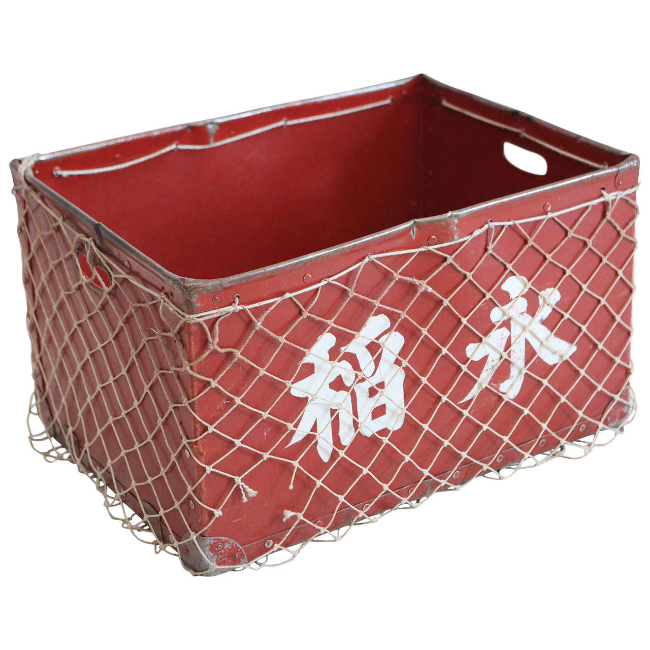 Japanese Red Metal Mail Box with Rope Wrap