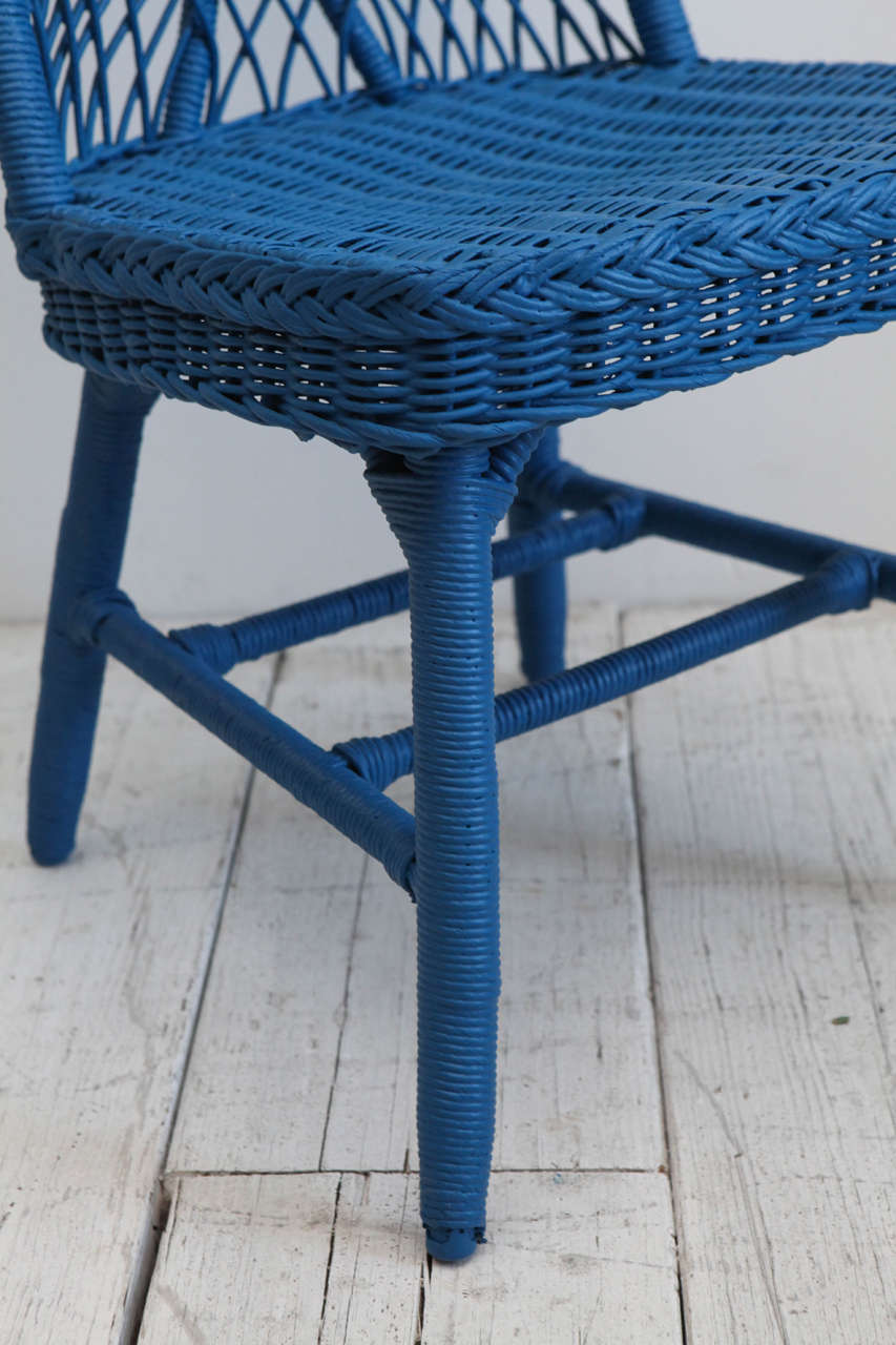 Set of Four Cobalt Blue Wicker Dining Chairs at 1stDibs blue wicker