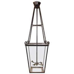 Antique Hand-Wrought Iron Hanging Light from LA