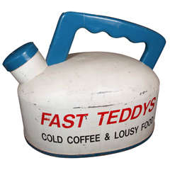 1940s Large-Scale Fast Teddy's Restaurant Teapot Sign