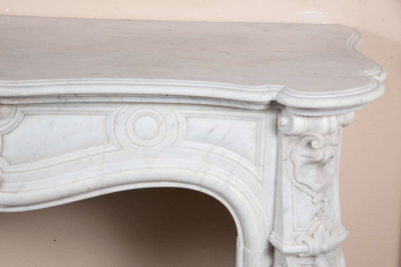 French Carved White Marble Mantel