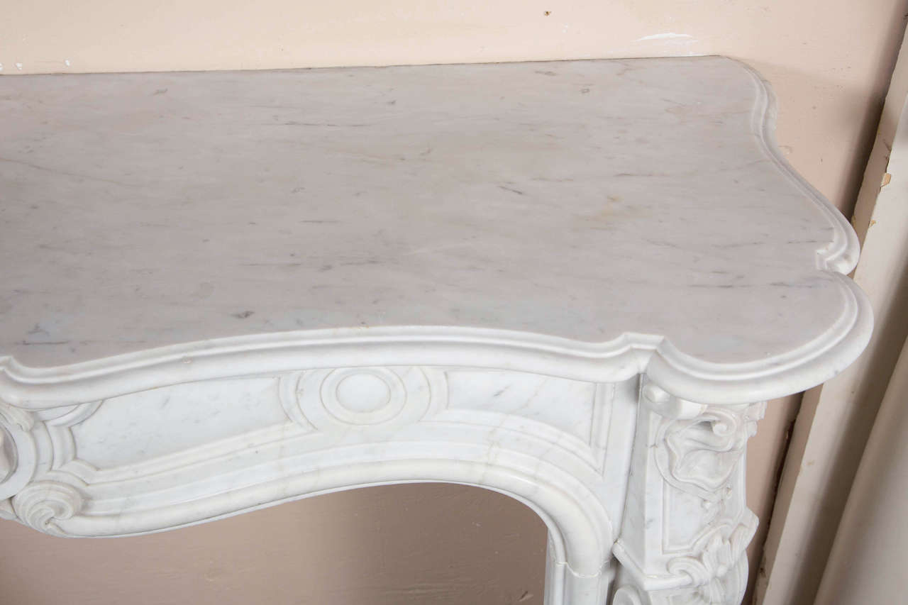 19th Century Carved White Marble Mantel