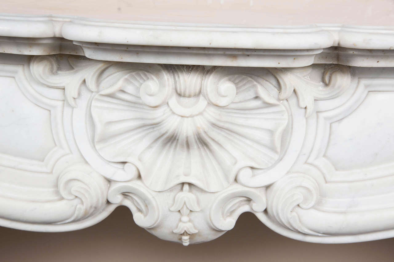 Carved White Marble Mantel 5