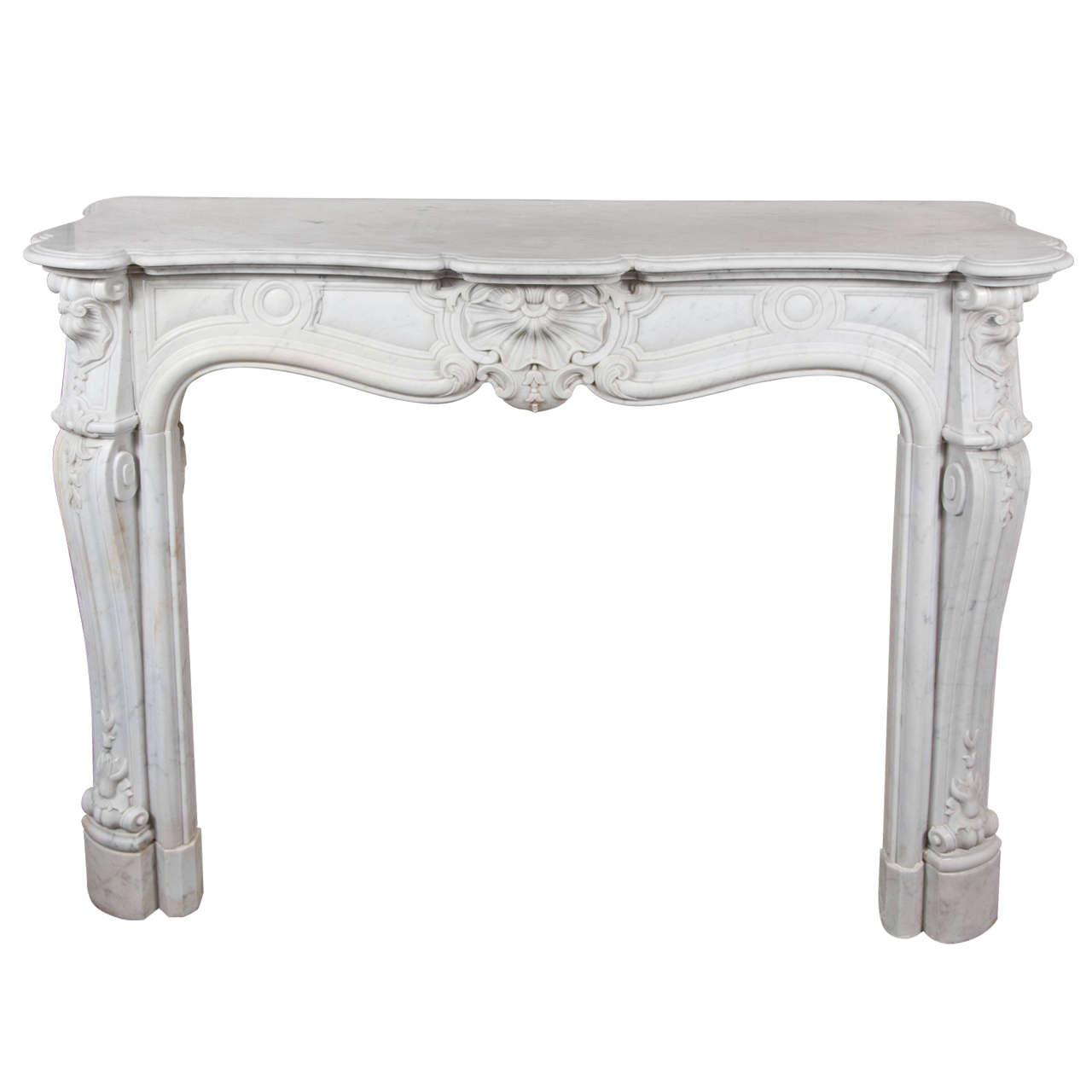 Carved White Marble Mantel